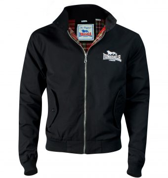 schwarze lonsdale harringtonjacke mit logo stick