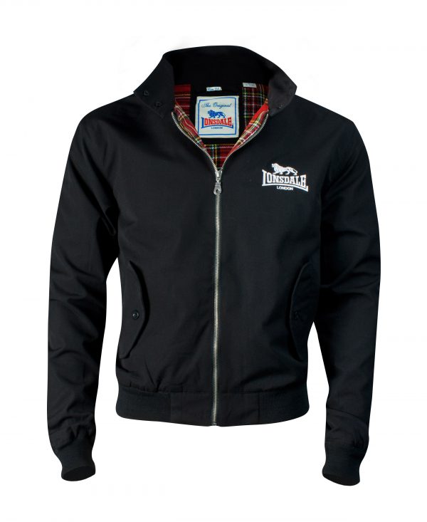 schwarze lonsdale harringtonjacke mit logo stick