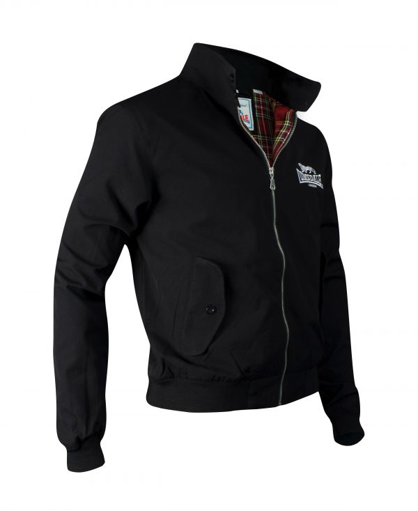 schwarze lonsdale harringtonjacke mit logo stick