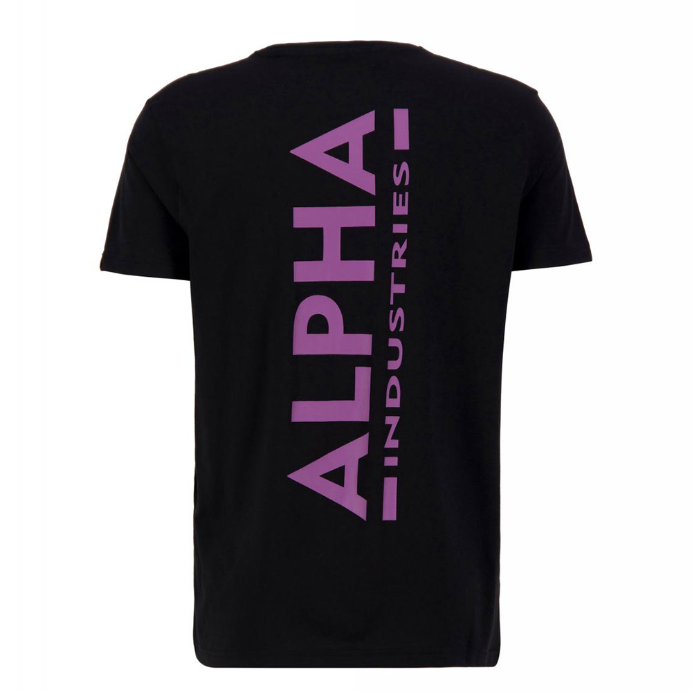 ALPHA INDUSTRIES Backprint T | Black / Dark Magenta - Code 69 street- &  sportswear
